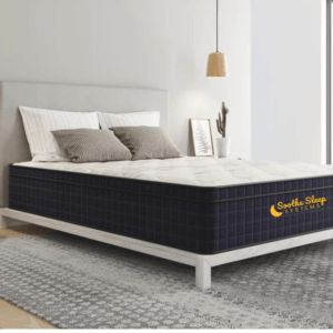 Soothe Sleep™ 14″ EverCool Lux Hybrid™ Mattress on a bed frame